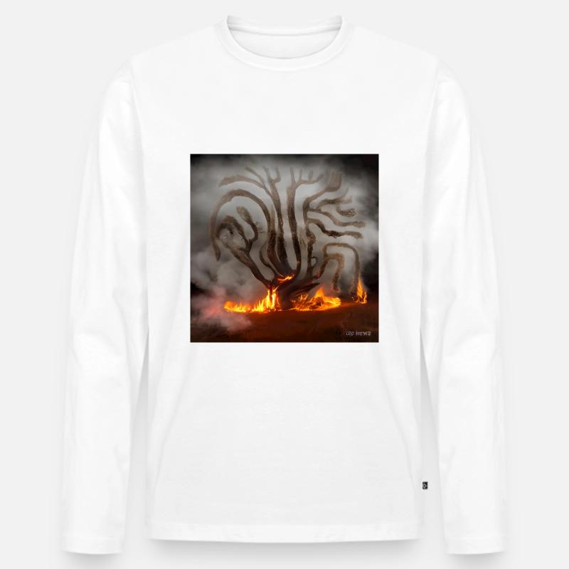 Alter Baum brennt - Männer Premium Bio Langarmshirt - Weiß