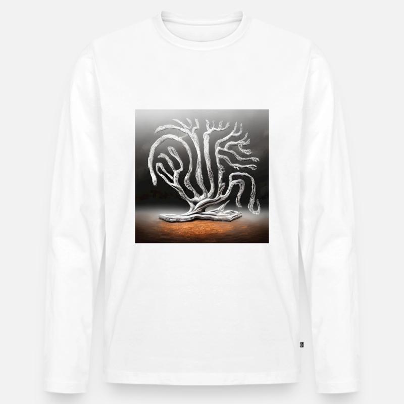 Alter Baum vom Blitz getroffen - Männer Premium Bio Langarmshirt - Weiß