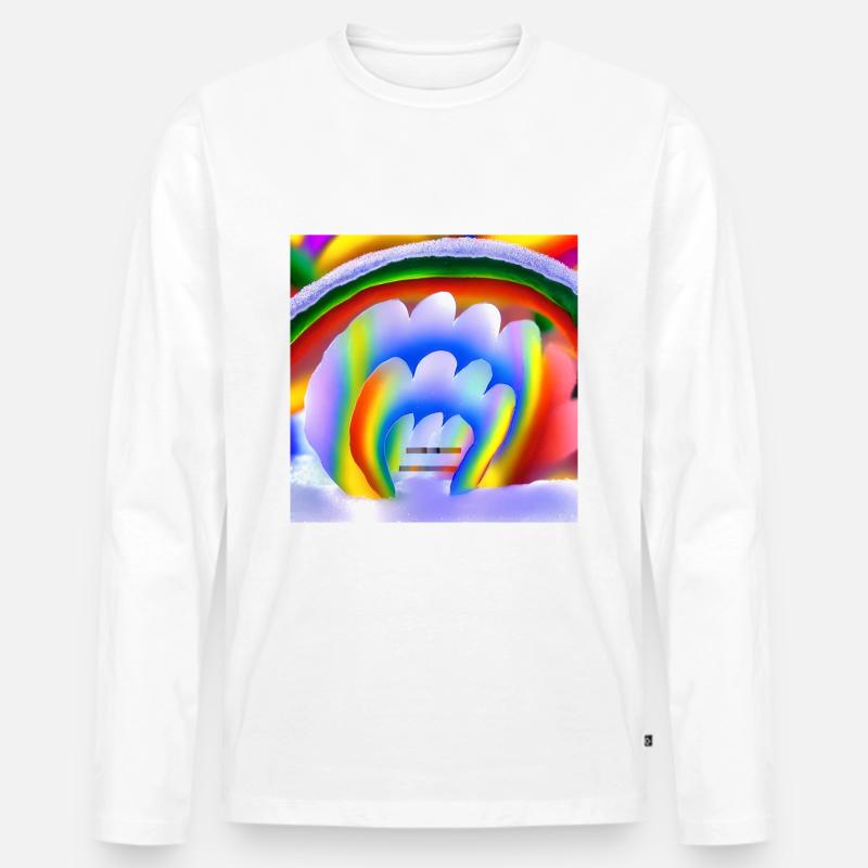 Regenbogen im Winter - Männer Premium Bio Langarmshirt - Weiß