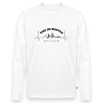 Bochum - Männer Premium Bio Langarmshirt - Weiß - Vorne - Nico (187cm)