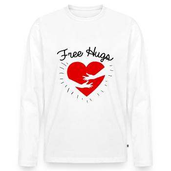 Free Hugs - Men's Premium Organic Long Sleeve Shirt - white - Front - Nico (187cm)