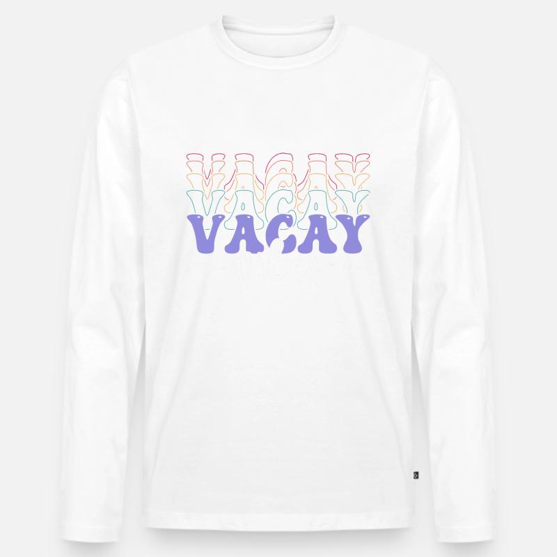Vacay Vibes - Männer Premium Bio Langarmshirt - Weiß