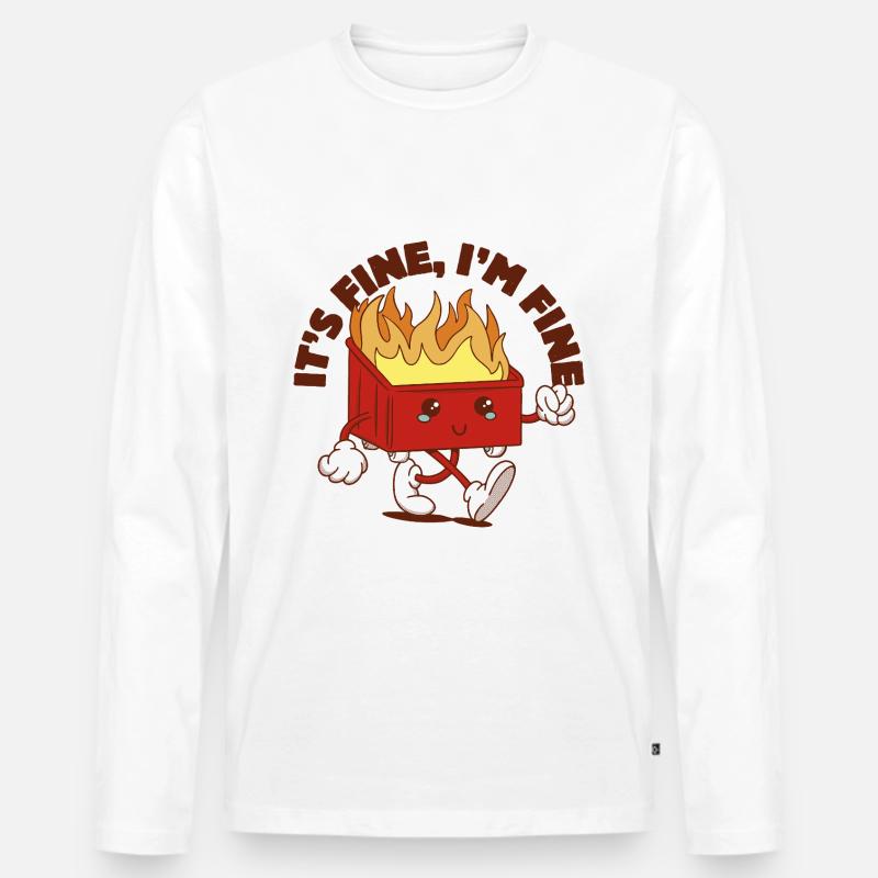 Müllcontainer-Feuer-Vibes - Männer Premium Bio Langarmshirt - Weiß