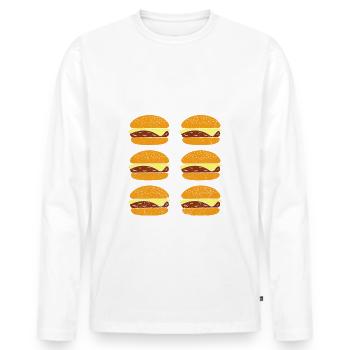 Burger Cheesburger Fast Food Funny saying - Men's Premium Organic Long Sleeve Shirt - white - Front - Nico (187cm)