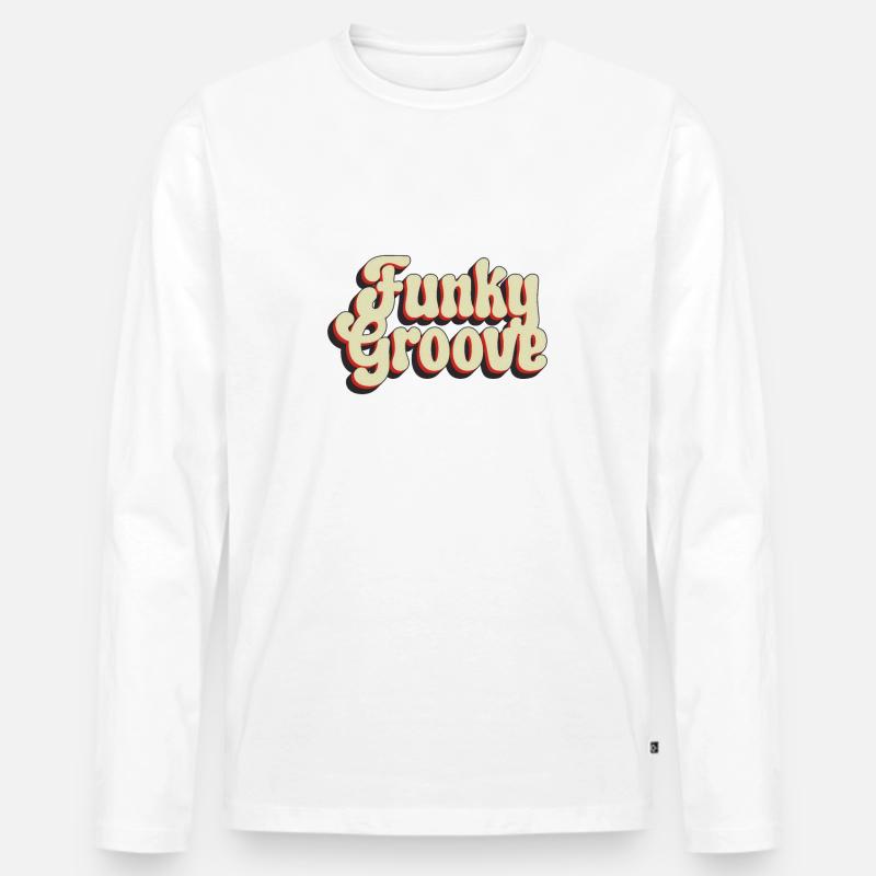 Funky Groove - Männer Premium Bio Langarmshirt - Weiß