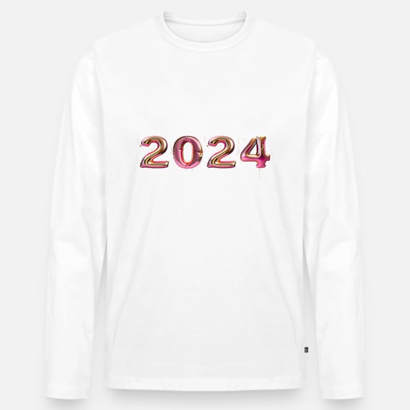 2024 Balloon - Männer Premium Bio Langarmshirt - Weiß
