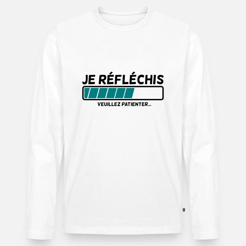 Denke ich - Männer Premium Bio Langarmshirt - Weiß