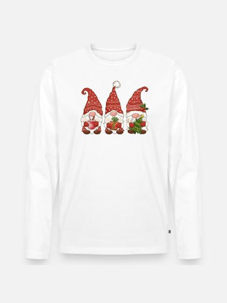 Weihnachten Fröhliche Weihnachtswichtel - Männer Premium Bio Langarmshirt - Weiß