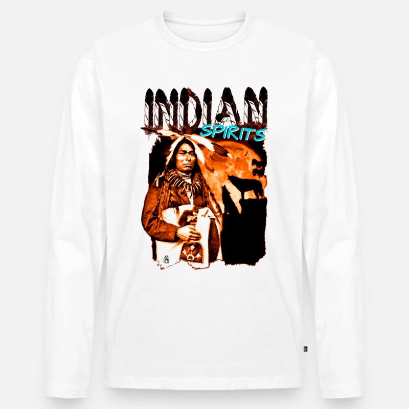 INDIAN SPIRITS 2 - Männer Premium Bio Langarmshirt - Weiß