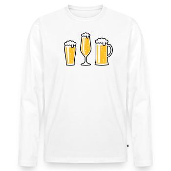 Meine Drei Besten Freunde (Bier / Biergläser / 3C) - Männer Premium Bio Langarmshirt - Weiß - Vorne - Nico (187cm)