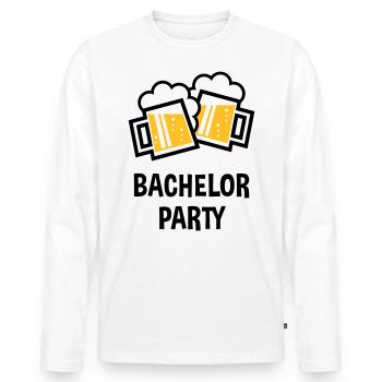 Bachelor Party (Stag Night Bavarian Beer Mugs 2C) - Men's Premium Organic Long Sleeve Shirt - white - Front - Nico (187cm)