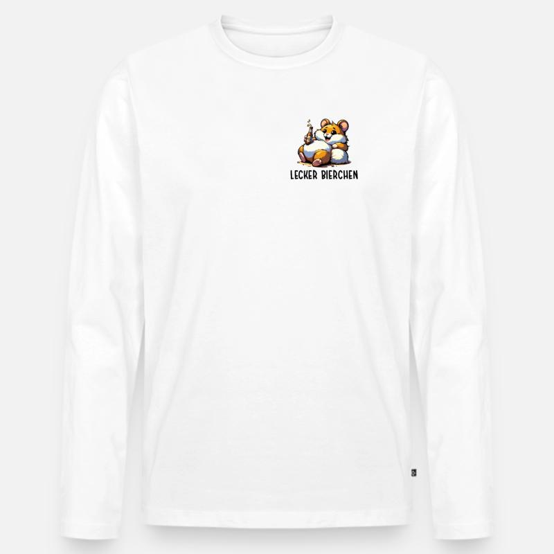 LECKER BIERCHEN Sad Hamster Meme - Männer Premium Bio Langarmshirt - Weiß