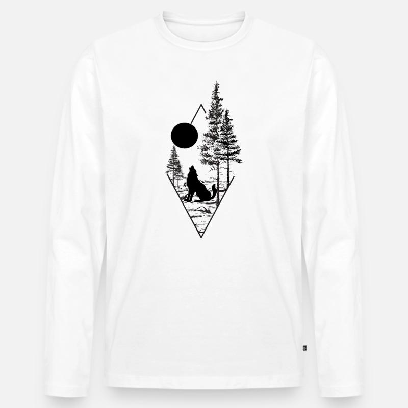 Mond und der Wolf - Männer Premium Bio Langarmshirt - Weiß