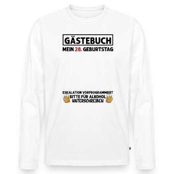 Gästebuch 28. Geburtstag Mann Frau 28 Jahre - Männer Premium Bio Langarmshirt - Weiß - Vorne - Nico (187cm)
