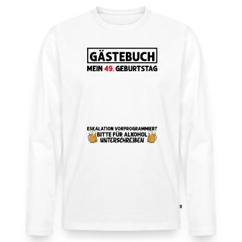 Gästebuch 49. Geburtstag Mann Frau 49 Jahre - Männer Premium Bio Langarmshirt - Weiß - Vorne - Nico (187cm)