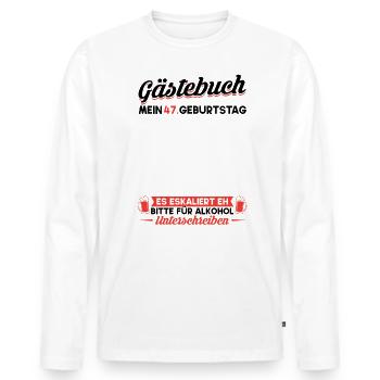 Gästebuch 47. Geburtstag Mann Frau 47 Jahre - Männer Premium Bio Langarmshirt - Weiß - Vorne - Nico (187cm)
