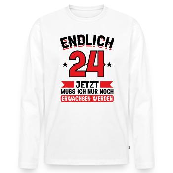 24. Geburtstag Jetzt nur noch erwachsen werden - Männer Premium Bio Langarmshirt - Weiß - Vorne - Nico (187cm)