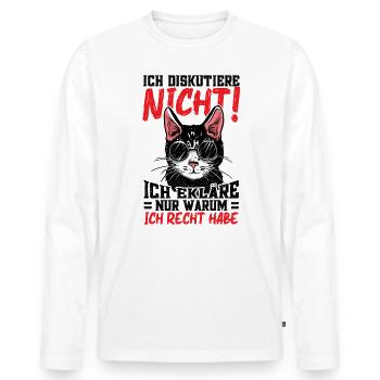 Ich Diskutiere Nicht - Ich habe Recht - Männer Premium Bio Langarmshirt - Weiß - Vorne - Nico (187cm)