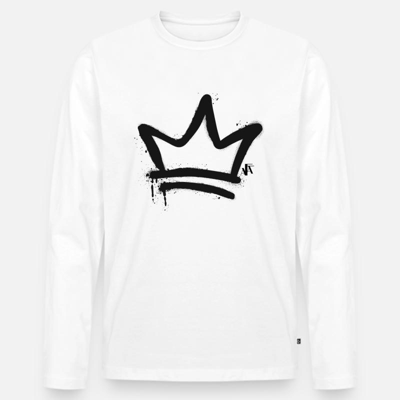 Spray Crown - Männer Premium Bio Langarmshirt - Weiß