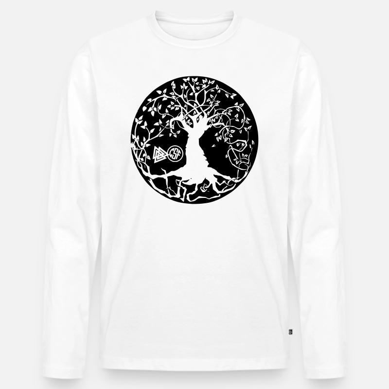 Irminsul - Weltenbaum - Männer Premium Bio Langarmshirt - Weiß