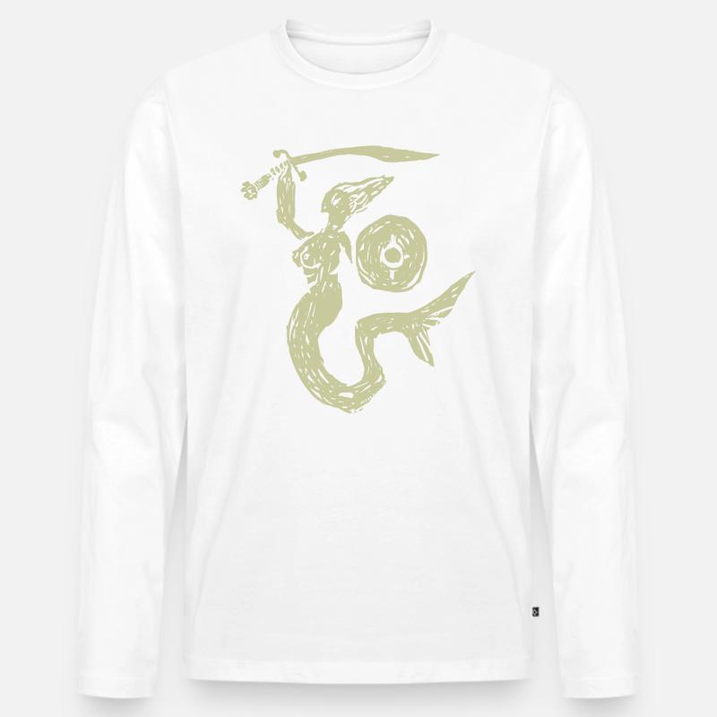 Seejungfrau - Männer Premium Bio Langarmshirt - Weiß