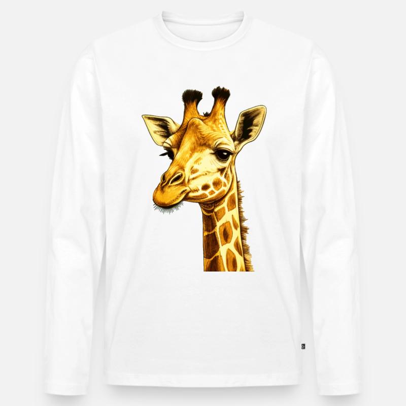 Giraffenkopf Geschenk - Männer Premium Bio Langarmshirt - Weiß