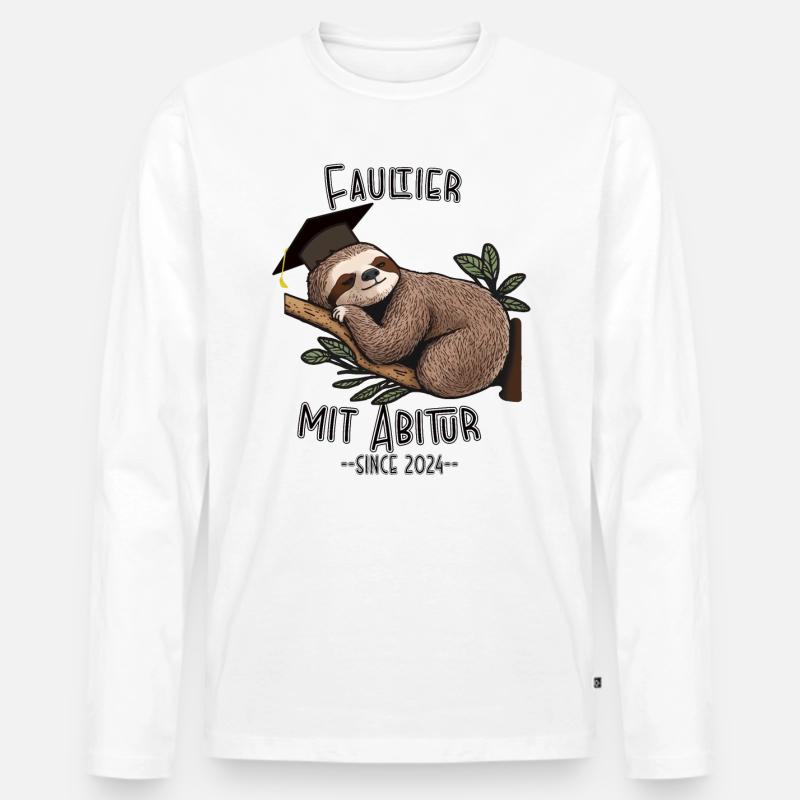 Faultier mit Abitur 2024 - Männer Premium Bio Langarmshirt - undefined