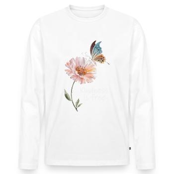 Freundlichkeit ist kostenlos - Männer Premium Bio Langarmshirt - Weiß - Vorne - Nico (187cm)