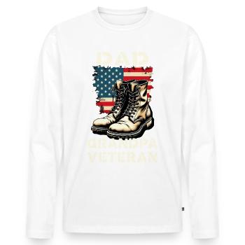 Stolzer Papa Opa Veteran Stiefel Patriotisch USA - Männer Premium Bio Langarmshirt - Weiß - Vorne - Nico (187cm)