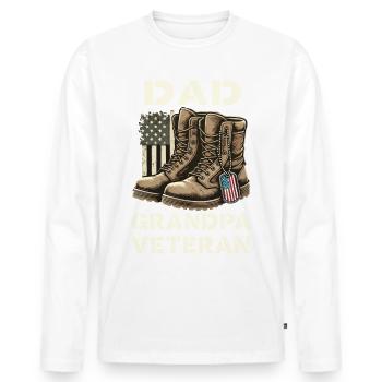 Stolzer Papa Opa Veteran Stiefel Patriotisch USA - Männer Premium Bio Langarmshirt - Weiß - Vorne - Nico (187cm)