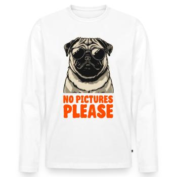 Carlin avec lunettes de soleil - Pas de photos svp - T-shirt manches longues Premium bio Homme - blanc - Devant - Nico (187cm)