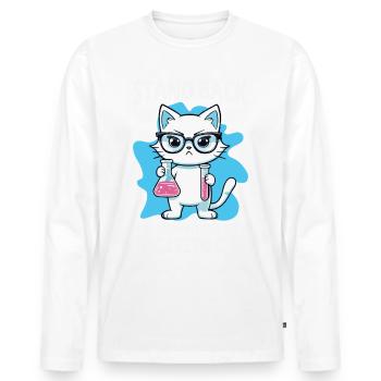 Résignation - J’essaie la science - T-shirt manches longues Premium bio Homme - blanc - Devant - Nico (187cm)