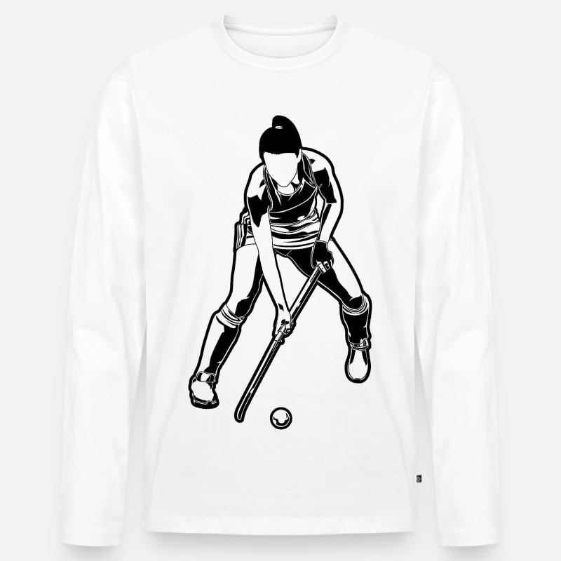 Feldhockeyspieler Mädchen - Männer Premium Bio Langarmshirt - Weiß