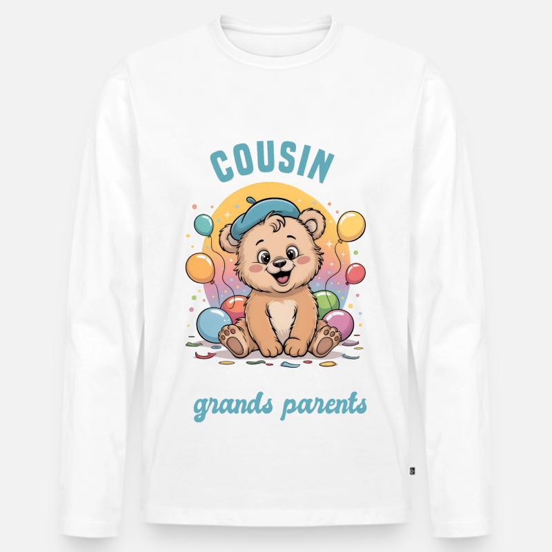 Schwangerschaftsankündigung Geschenk Cousin-Junge Onkel - Männer Premium Bio Langarmshirt - Weiß