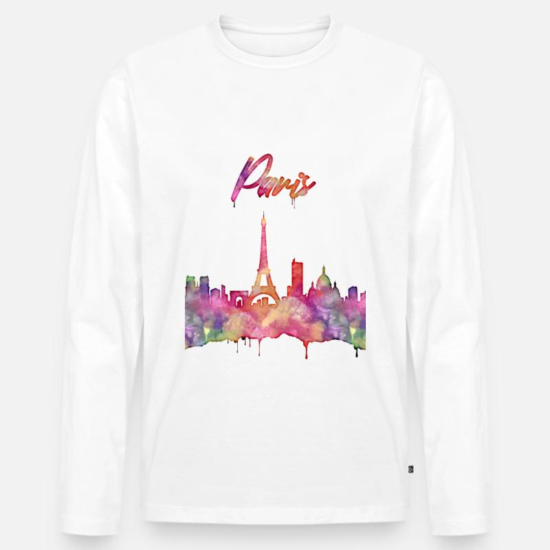 Paris die Stadt der Liebe! - Männer Premium Bio Langarmshirt - Weiß
