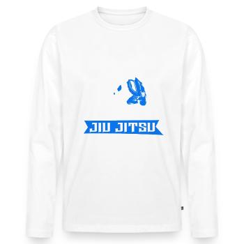 Jiu Jitsu - Ju Jutsu - Erfahrener Kämpfer Geschenk - Männer Premium Bio Langarmshirt - Weiß - Vorne - Nico (187cm)