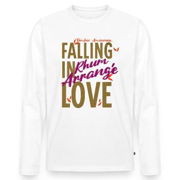Falling in love ,Tomber amoureux du rhum arrangé.. - T-shirt manches longues Premium bio Homme - blanc - Devant - Nico (187cm)