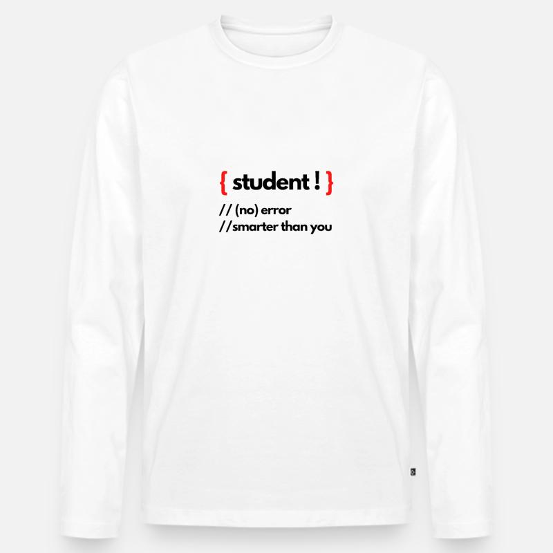 STUDENT - Männer Premium Bio Langarmshirt - Weiß