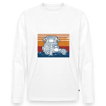 Dachzelt Camper | Autozelt Campingurlaub Retro - Männer Premium Bio Langarmshirt - Weiß - Vorne - Nico (187cm)