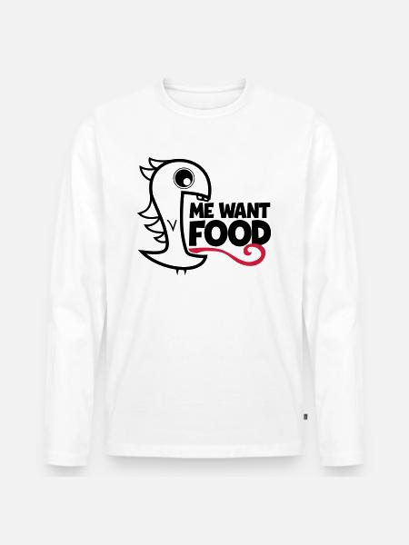 me want food! - Men's Premium Organic Long Sleeve Shirt - white