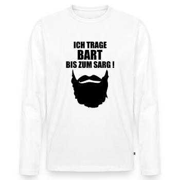 Bart Schnurrbart lustiger Spruch lustige Sprüche - Männer Premium Bio Langarmshirt - Weiß - Vorne - Nico (187cm)