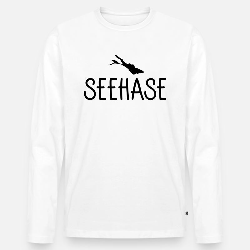 Seehase - Männer Premium Bio Langarmshirt - Weiß