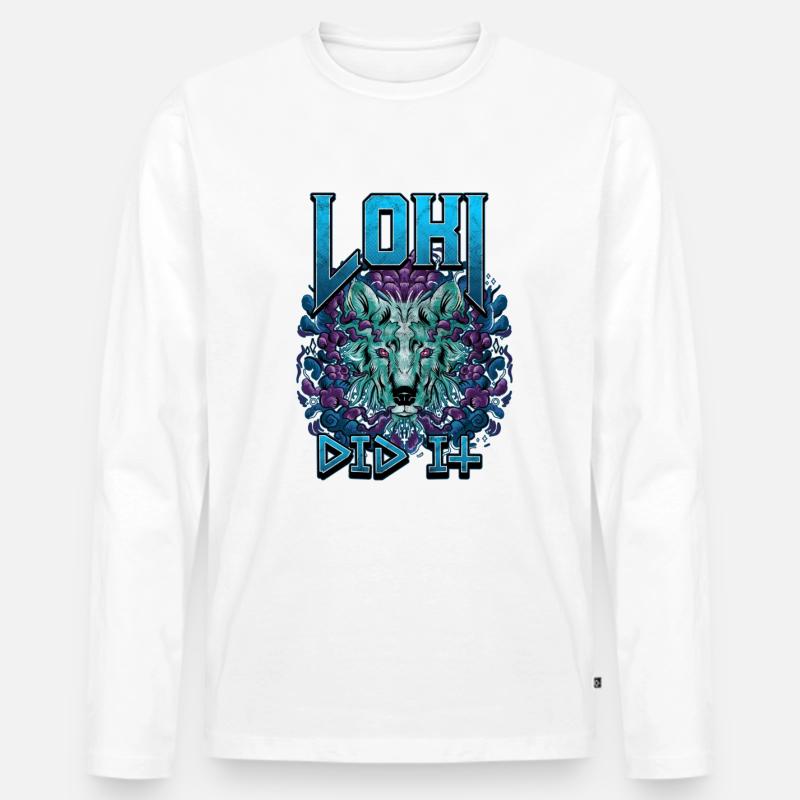 Wolf - Männer Premium Bio Langarmshirt - Weiß