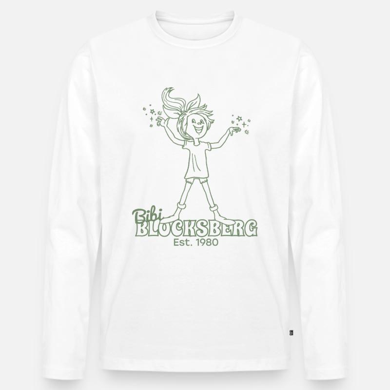 Bibi Blocksberg Design Est. 1980 Mit Bibi - Männer Premium Bio Langarmshirt - Weiß