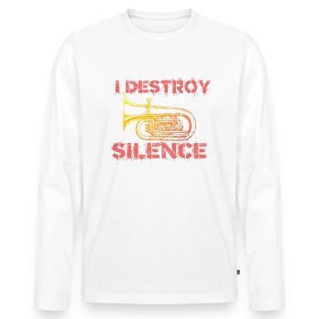 Je détruis le tuba silence - T-shirt manches longues Premium bio Homme - blanc - Devant - Nico (187cm)