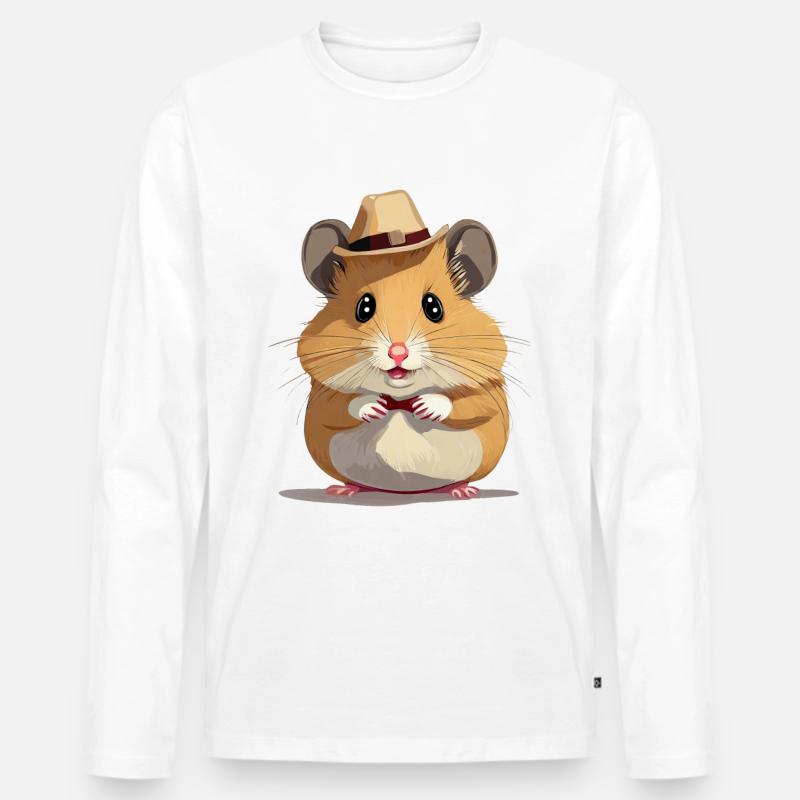 Hamster - Männer Premium Bio Langarmshirt - Weiß