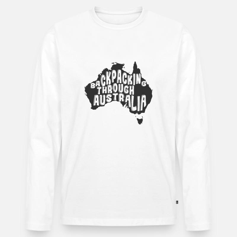 Backpacking through Australia Outback - Männer Premium Bio Langarmshirt - Weiß