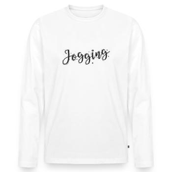 Jogging Exercise Endurance Sports Running - Men's Premium Organic Long Sleeve Shirt - white - Front - Nico (187cm)