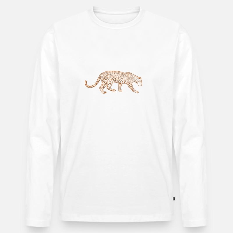 Leopard Raubkatze Afrika - Männer Premium Bio Langarmshirt - Weiß