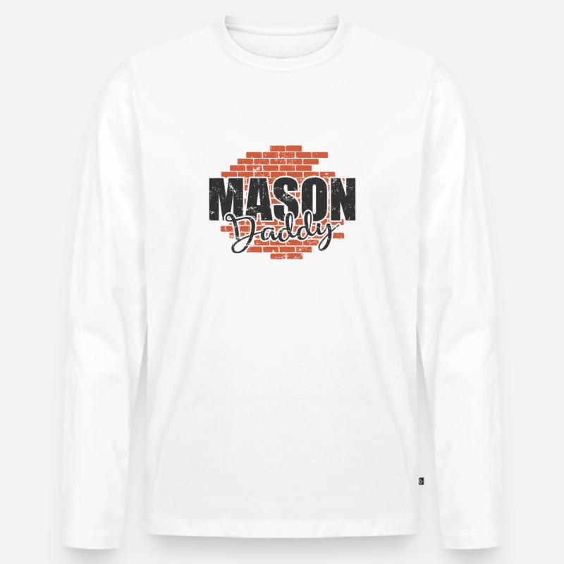 Mason Daddy Handwerker Beruf - Männer Premium Bio Langarmshirt - Weiß